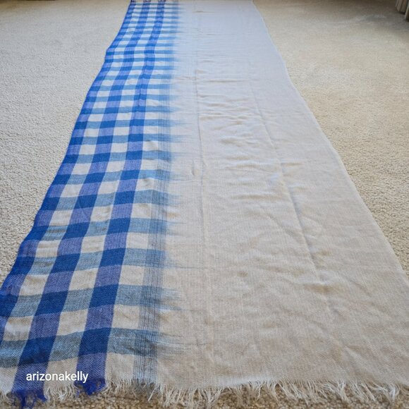 Eileen Fisher Wool Woven Lightweight Scarf Gradient Ombre Buffalo Plaid - Picture 8 of 12